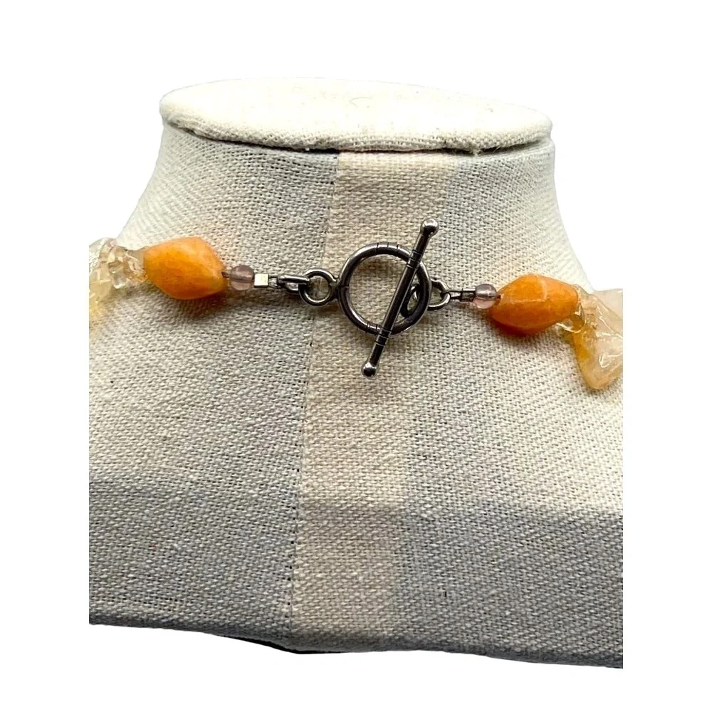 Vintage Citrine & Agate Stone Necklace And Bracelet Set - Picture 5 of 12